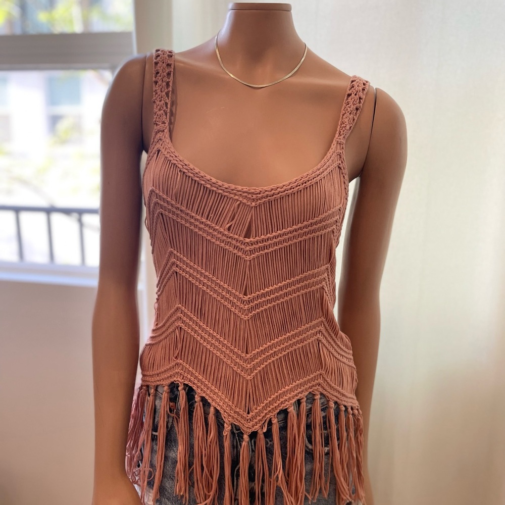 Active USA Orange Cropped Asymmetrical Tank Top